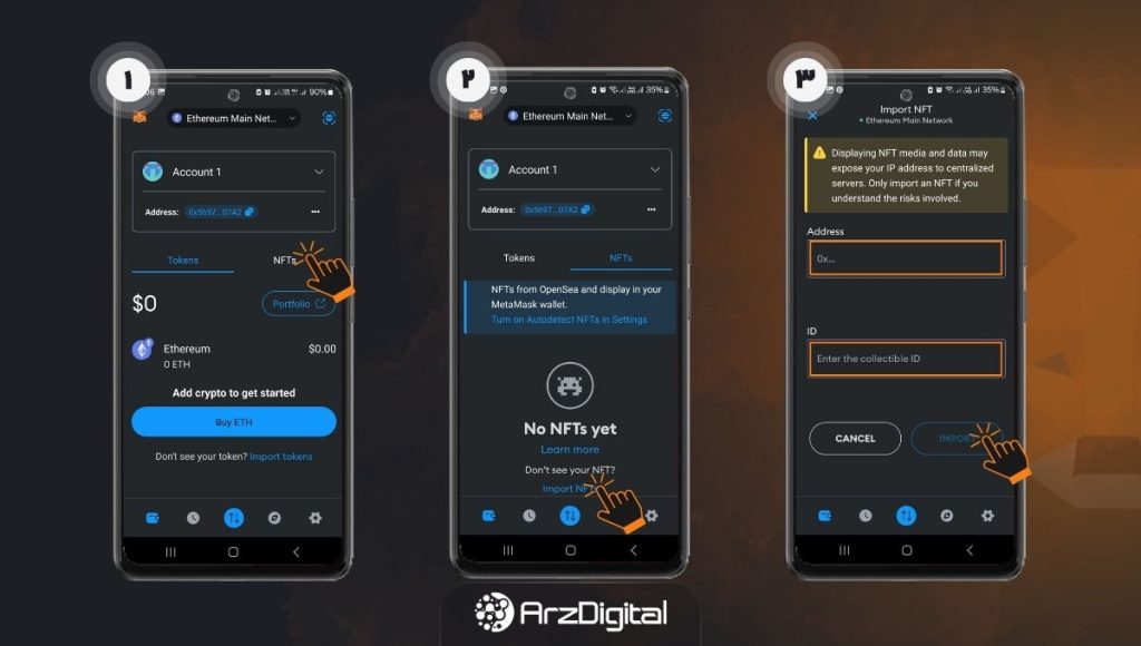 افزودن NFT به اپلیکیشن متامسک