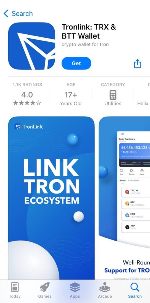 TronLink در اپ استور